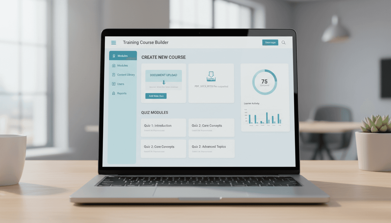 Laptop displaying the LeaseLaunch training platform dashboard